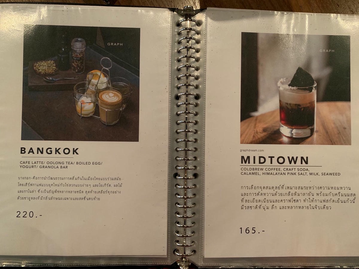 【清邁自助】清邁5間人氣文青咖啡廳推薦 GRAPH one nimman 菜單 menu BANKOK MIDTOWN