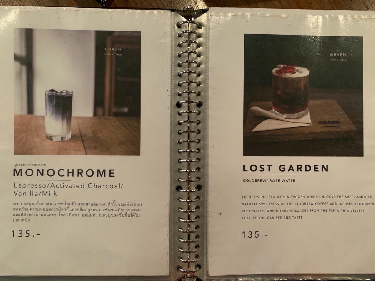 【清邁自助】清邁5間人氣文青咖啡廳推薦 GRAPH one nimman menu 菜單 MONOCHROME LOST GARDEN