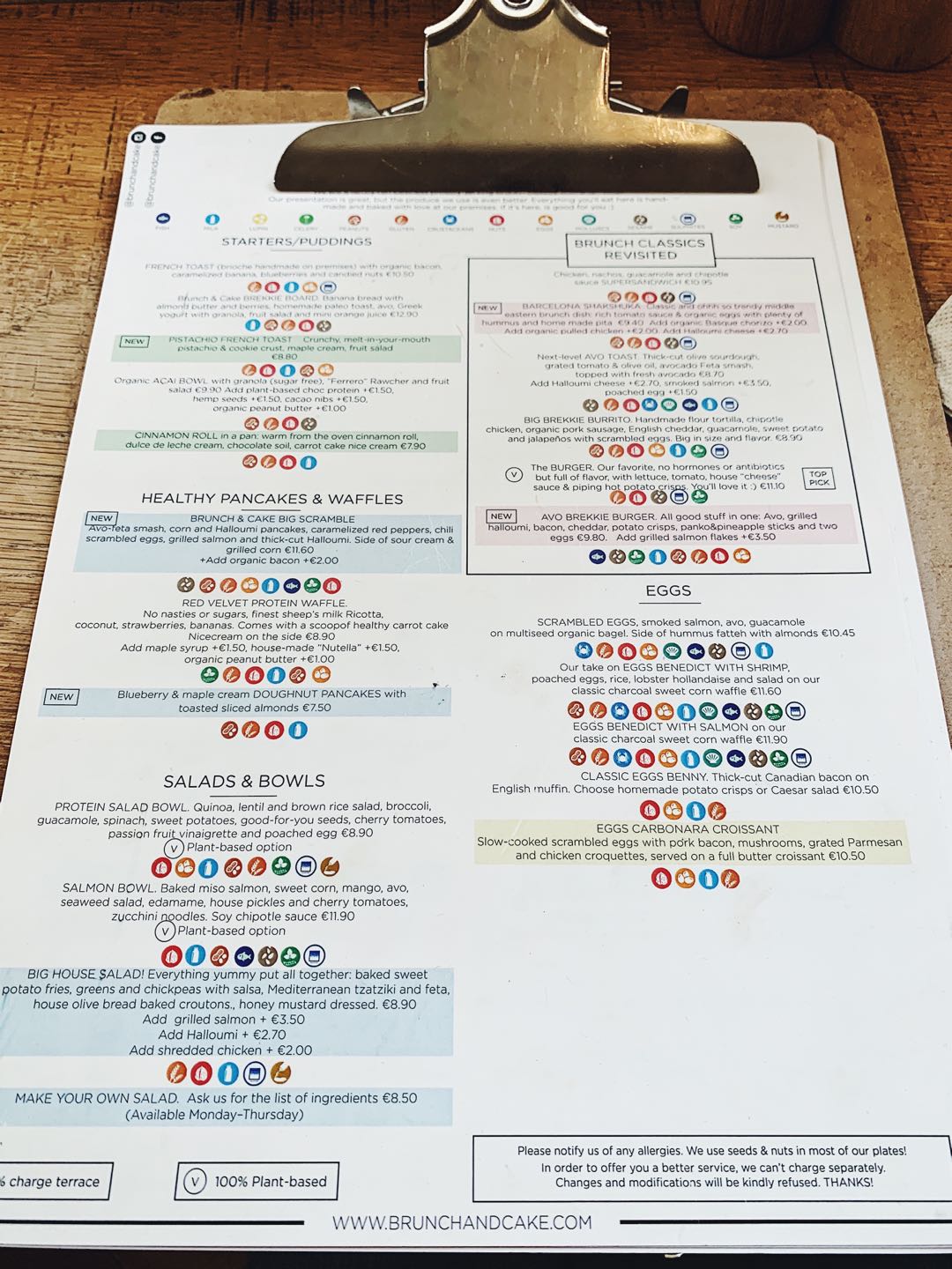 【西班牙自助】巴塞隆納早午餐推薦 咖啡廳推薦 - Brunch & Cake 菜單