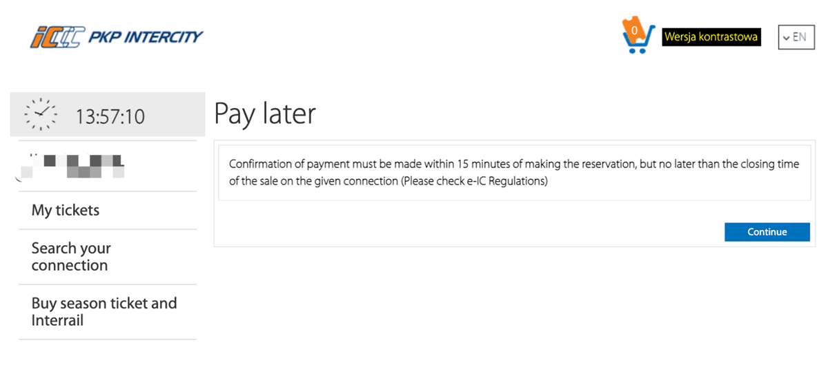 波蘭國鐵 火車 稍後付款 pay later 多久