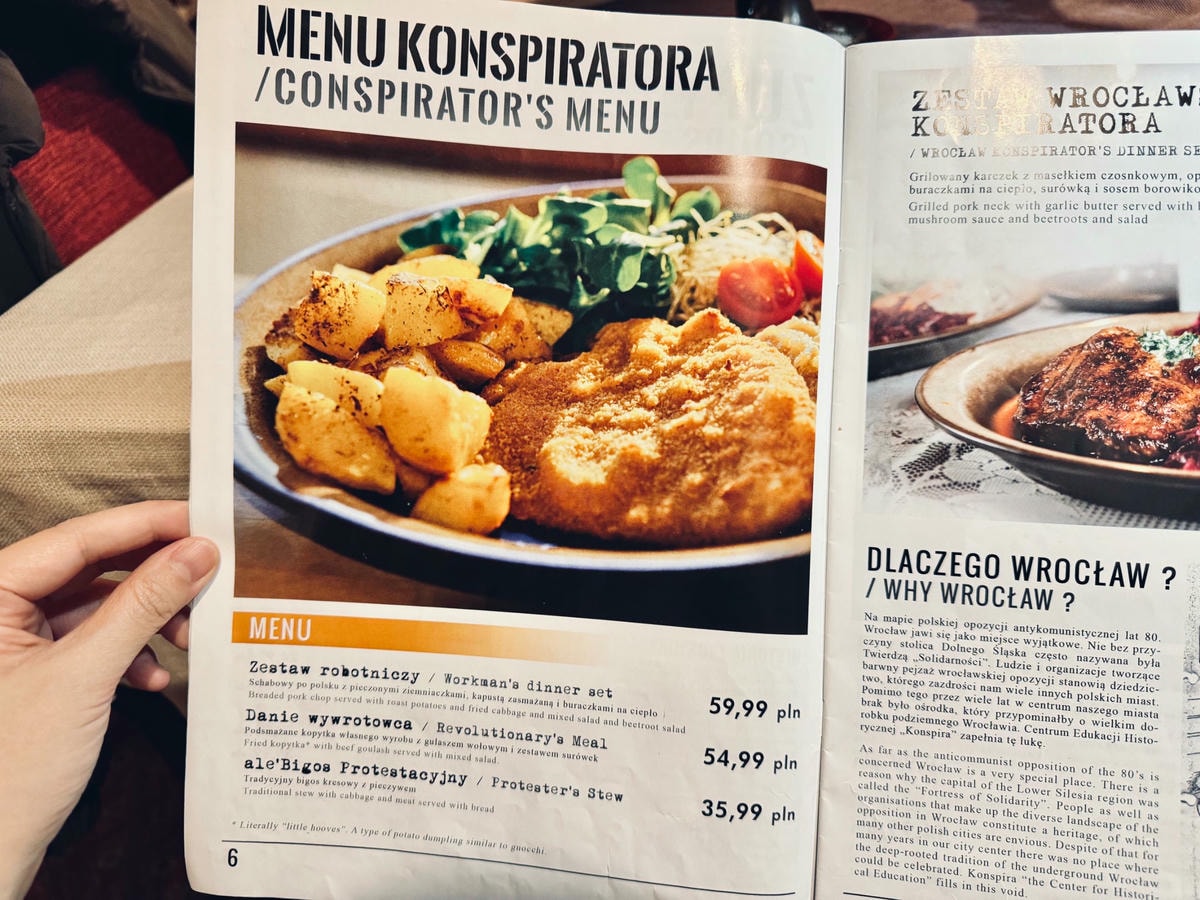 弗羅茨瓦夫 樂斯拉夫 konspira 菜單