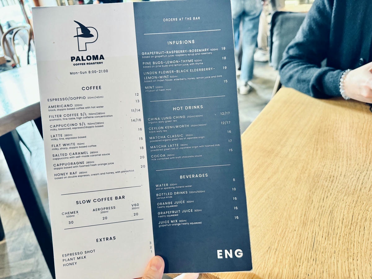 Paloma coffee Paloma coffee 菜單