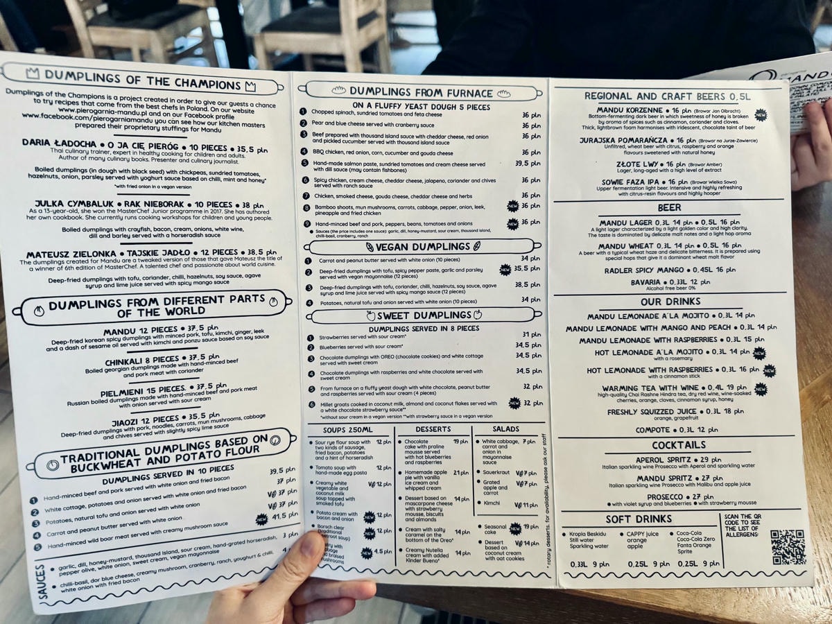 波蘭自由行|格但斯克餐廳推薦 – Pierogarnia MANDU - 第8張圖 Pierogarnia Mandu Gdańsk menu